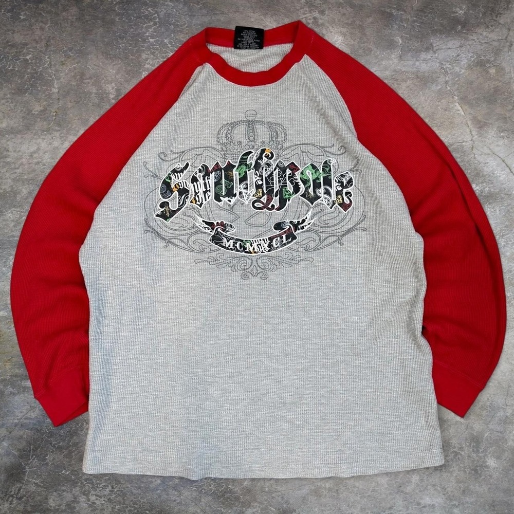 Vintage Southpole Waffle Knit Oversized Thermal Shirt Men's XL Skater Grunge Y2K